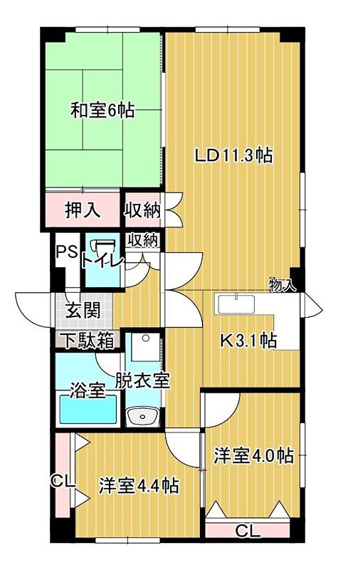 アレグロビル(3LDK/3階)の間取り写真