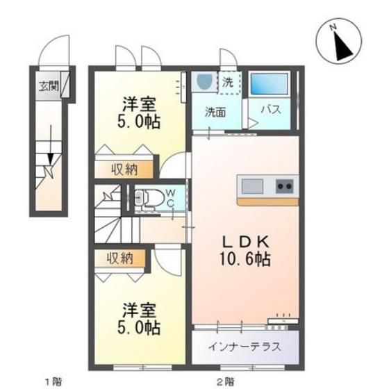 オネット(2LDK/2階)の間取り写真
