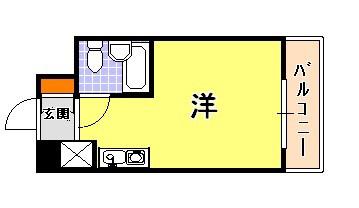 ネオハイツ三宮(ワンルーム/6階)の間取り写真