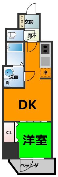 CREST TAPP名古屋山王(1DK/14階)の間取り写真