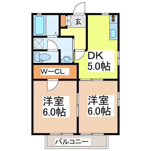 ディアス大慶(2DK/2階)の間取り写真