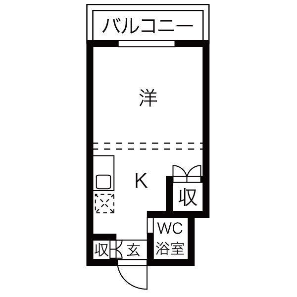 フェルム・アンソレイユ(1K/2階)の間取り写真