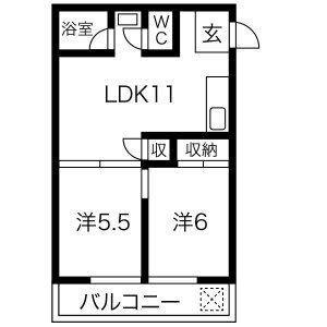 コーポ小池(2LDK/2階)の間取り写真