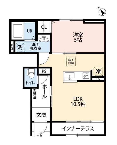リーブルファイン相模原中央区中央(1LDK/1階)の間取り写真