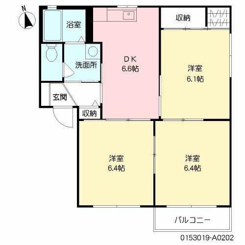 バリュージュたかき A棟 (3DK/2階)の間取り写真