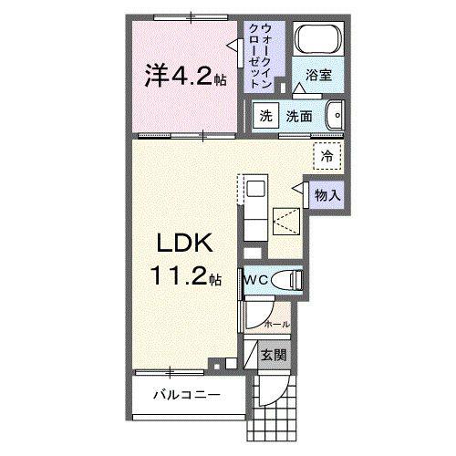 セレスティアI(1LDK/1階)の間取り写真
