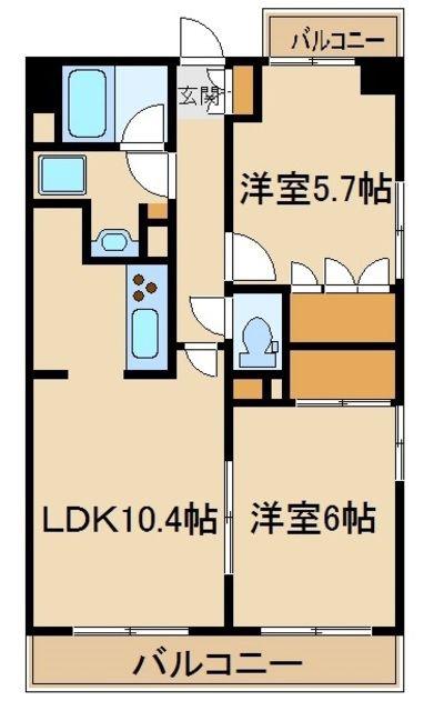 サングレース武蔵野(2LDK/4階)の間取り写真