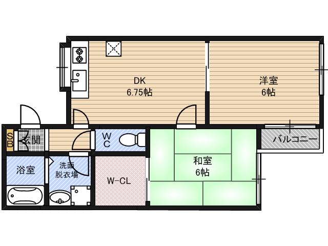 シームリーワン(2DK/1階)の間取り写真