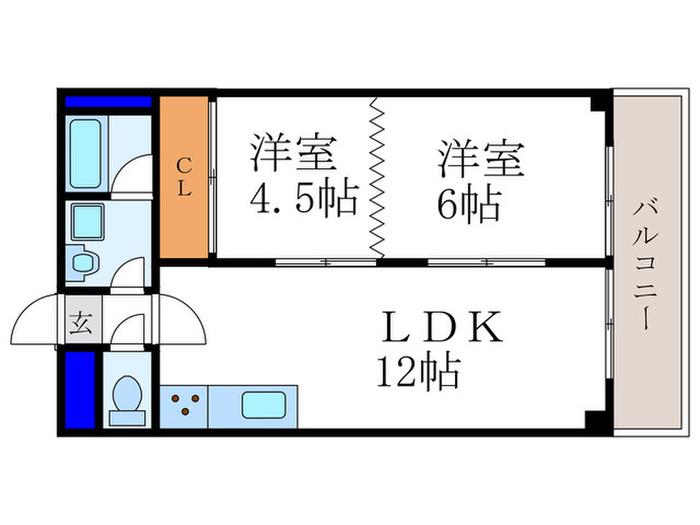 エクセルコート・高辻西(2LDK/6階)の間取り写真