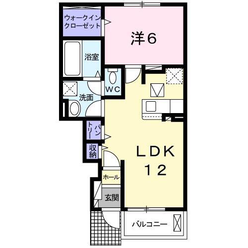 ディモーラ城見(1LDK/1階)の間取り写真