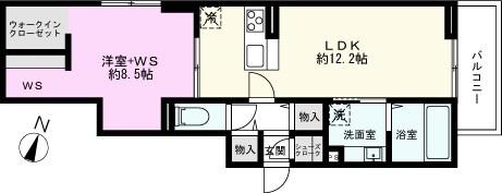 D-ROOM北越谷3丁目PJ B棟(1LDK/2階)の間取り写真