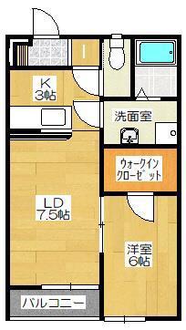 ベルチェリーC(1LDK/2階)の間取り写真