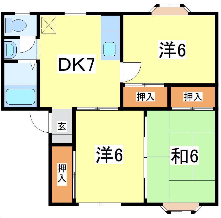 ハイツニューストーンB(3DK/2階)の間取り写真