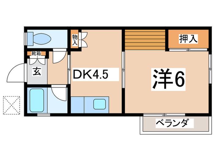 クッイエットコーポ(1DK/2階)の間取り写真