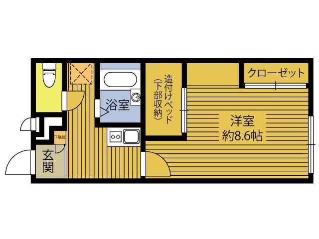 CHRONO日出(1K/2階)の間取り写真