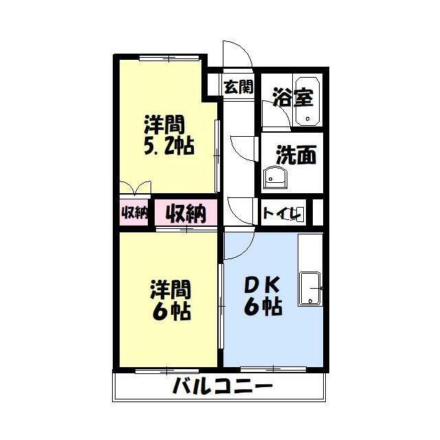 ルシェンテ(2DK/2階)の間取り写真