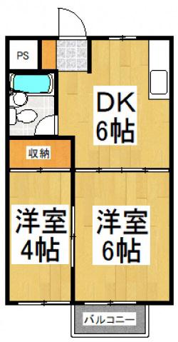 シティーハイツ奈良橋(2K/1階)の間取り写真