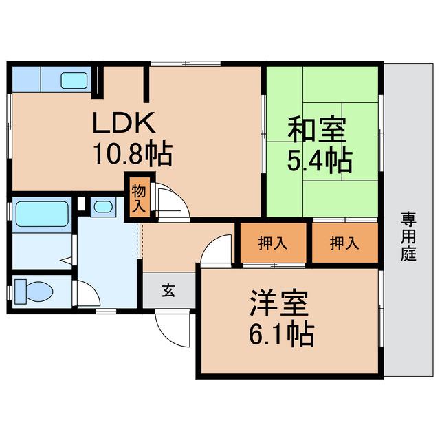 ガーデンハイツ湯浅(2LDK/1階)の間取り写真