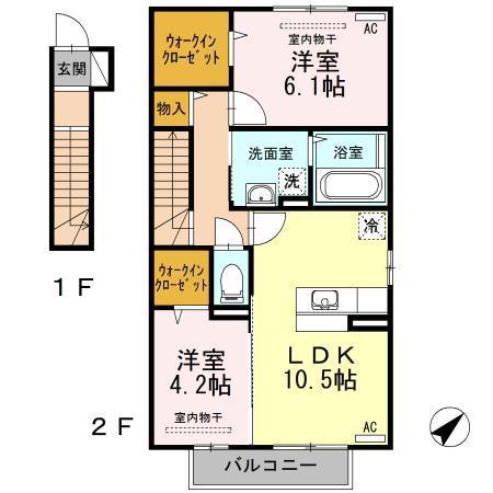 モラン司(2LDK/2階)の間取り写真