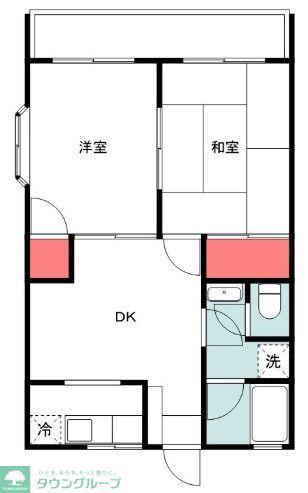 ハイネス川越(2DK/3階)の間取り写真