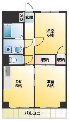 クローネ川口(2DK/4階)の間取り写真