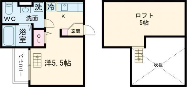 CLOUD鳳(ワンルーム/1階)の間取り写真