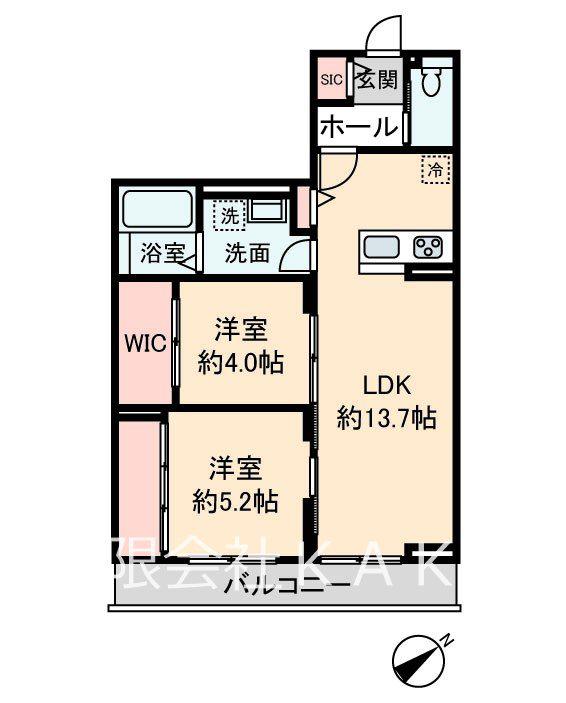 ハイムメゾン新狭山A(2LDK/3階)の間取り写真