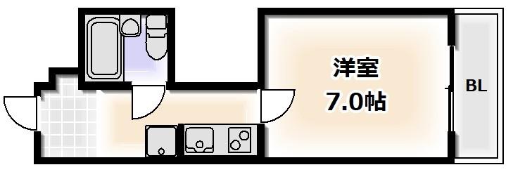 サンハイツ山之内(1K/7階)の間取り写真