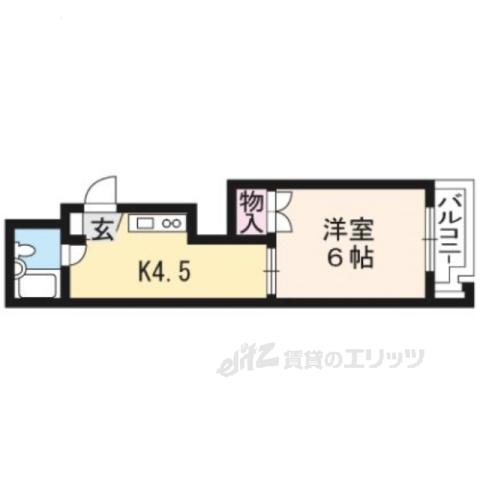 シャンボール今出川(1DK/3階)の間取り写真