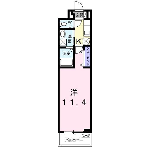 ルミウスV(1K/2階)の間取り写真