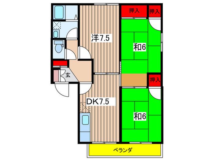 コーポFM A棟(3DK/2階)の間取り写真
