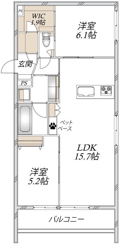ヘーベルメゾン アトル(2LDK/3階)の間取り写真