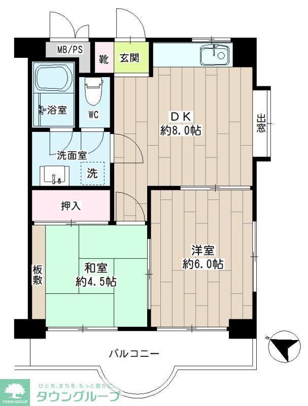 サンシャイン菊名(2DK/4階)の間取り写真