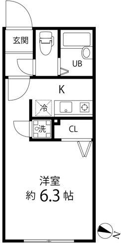 BRANCHE笹塚(ワンルーム/4階)の間取り写真