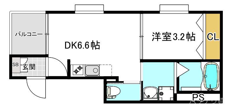 ステーションテラス別府(1DK/2階)の間取り写真
