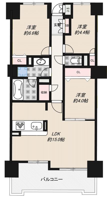 アマックス横浜(3LDK/4階)の間取り写真