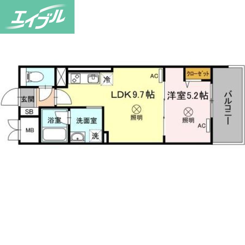 TWIN TOWERS AZUKI(1LDK/7階)の間取り写真