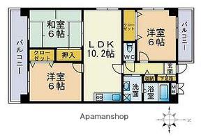 シンフォニィ西新(3LDK/2階)の間取り写真