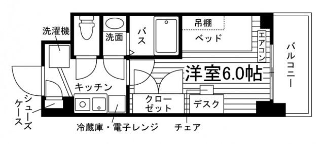 学生会館 ASPERORE茨木宇野辺(1K/6階)の間取り写真