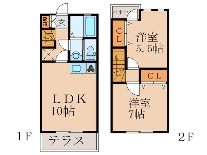 RESIDENTIAL東泉(2LDK/1階)の間取り写真