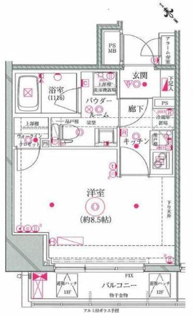 C′EST JOLI駒込(1K/12階)の間取り写真