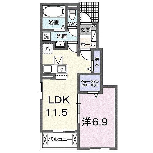 カッツェ吉祥院(1LDK/1階)の間取り写真