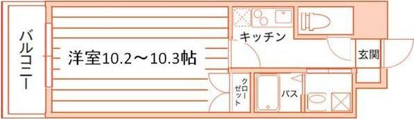 ヴァンクール鶴舞(1K/10階)の間取り写真
