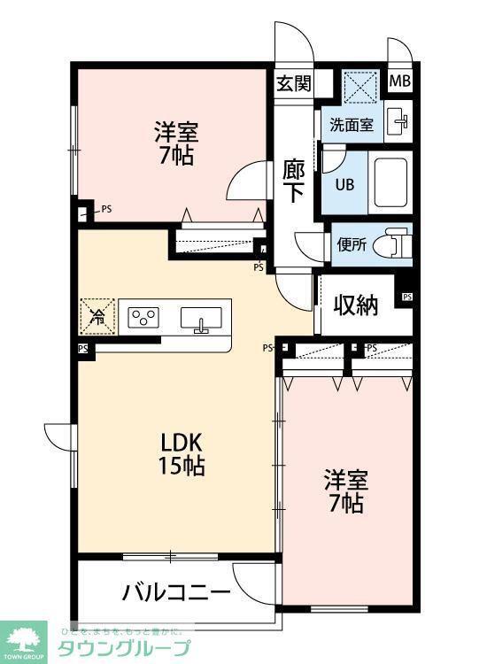 SONNETTE流山おおたかの森(2LDK/1階)の間取り写真