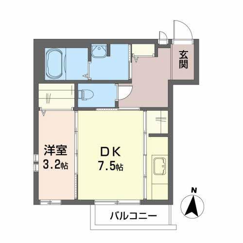 アーバンライフK(1DK/2階)の間取り写真
