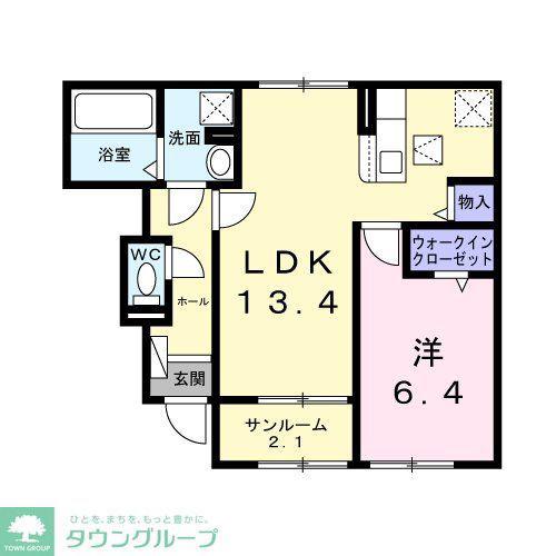RUSCELLEII(1LDK/1階)の間取り写真