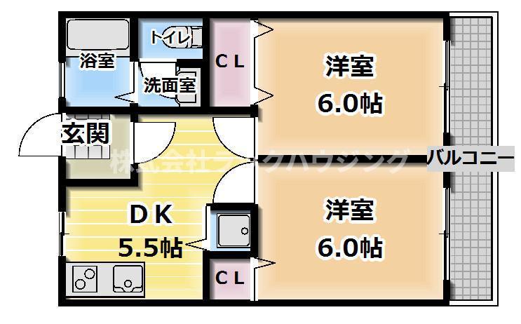 松吉マンション(2DK/2階)の間取り写真