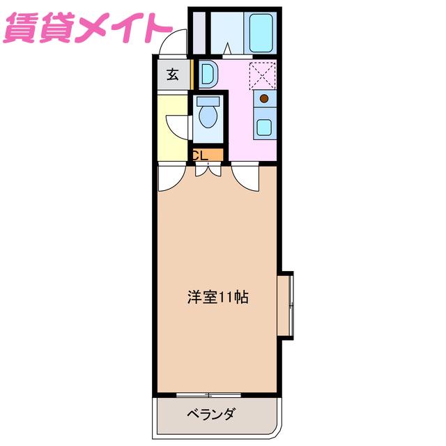 サンガーデン(1K/2階)の間取り写真