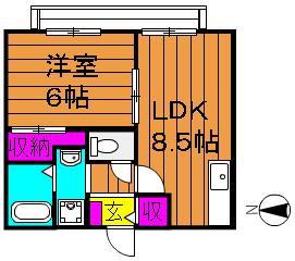 ステリーナ福島(1LDK/2階)の間取り写真