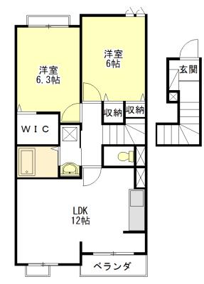 エスペランス A・B棟(2LDK/2階)の間取り写真